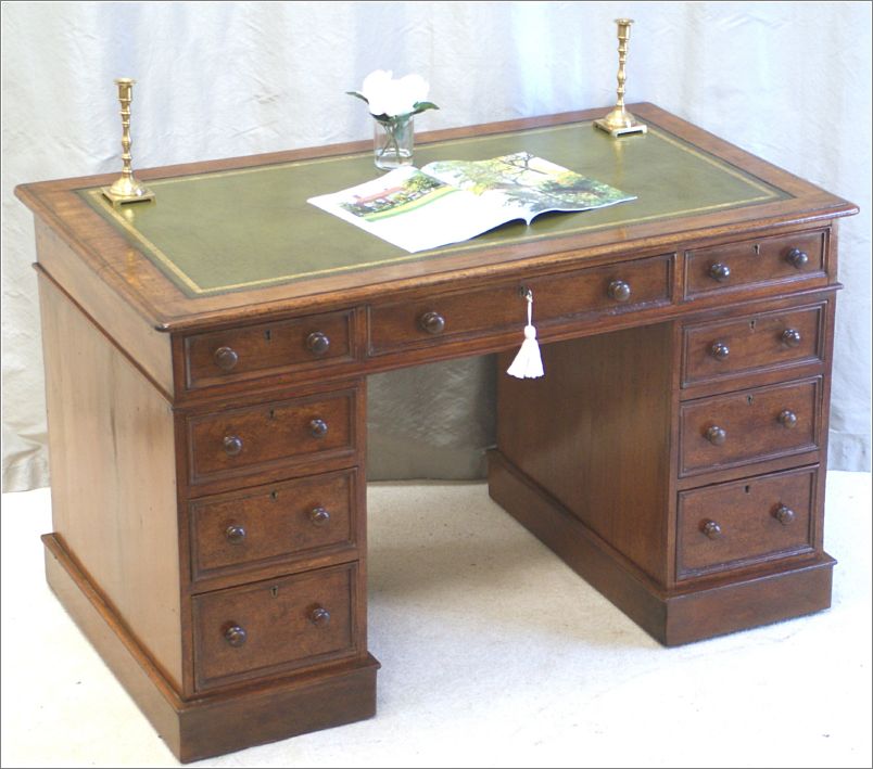 2055 Small Antique Mahogany Pedestal Desk